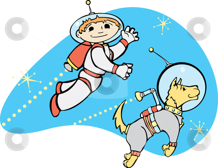 To use this stock image in your creative project, please select the size you need over to the right and click the "Add to Cart" button.
Your downloaded image will come with the Cutcaster watermark removed so don’t worry about the watermark you see on this page. Jet Boy and Dog stock vector clipart, Retro boy in jet pack flies through space with his dog. by Jeffrey Thompson