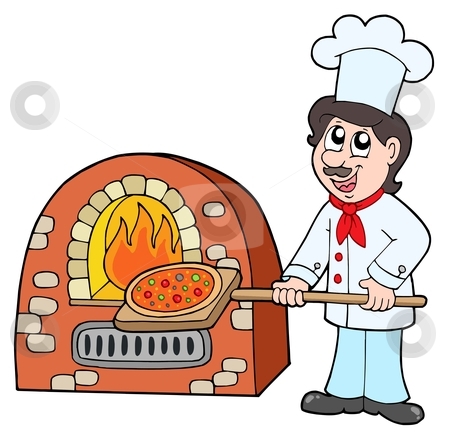 To use this stock image in your creative project, please select the size you need over to the right and click the "Add to Cart" button.
Your downloaded image will come with the Cutcaster watermark removed so don’t worry about the watermark you see on this page. Chef baking pizza stock vector clipart, Chef baking pizza - vector illustration. by Klara Viskova