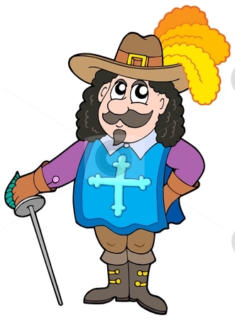 To use this stock image in your creative project, please select the size you need over to the right and click the "Add to Cart" button.
Your downloaded image will come with the Cutcaster watermark removed so don’t worry about the watermark you see on this page. Cartoon musketter stock vector clipart, Cartoon musketeer on white background - vector illustration. by Klara Viskova