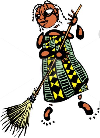 To use this stock image in your creative project, please select the size you need over to the right and click the "Add to Cart" button.
Your downloaded image will come with the Cutcaster watermark removed so don’t worry about the watermark you see on this page. Girl with broom stock vector clipart, Girl in an african patterned dress with broom by Jeffrey Thompson