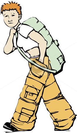 To use this stock image in your creative project, please select the size you need over to the right and click the "Add to Cart" button.
Your downloaded image will come with the Cutcaster watermark removed so don’t worry about the watermark you see on this page. Walking Girl in Cargo Pants stock vector clipart, Girl in cargo pants carries an army green duffel bag. by Jeffrey Thompson