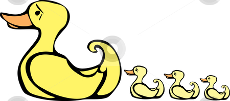 To use this stock image in your creative project, please select the size you need over to the right and click the "Add to Cart" button.
Your downloaded image will come with the Cutcaster watermark removed so don’t worry about the watermark you see on this page. Mother Duck stock vector clipart, Mother duck swims along with her babies in tow. by Jeffrey Thompson