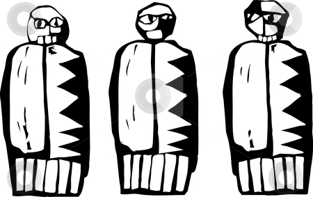To use this stock image in your creative project, please select the size you need over to the right and click the "Add to Cart" button.
Your downloaded image will come with the Cutcaster watermark removed so don’t worry about the watermark you see on this page. Three Dolls stock vector clipart, Three dolls in the style of Native Pictographs. by Jeffrey Thompson