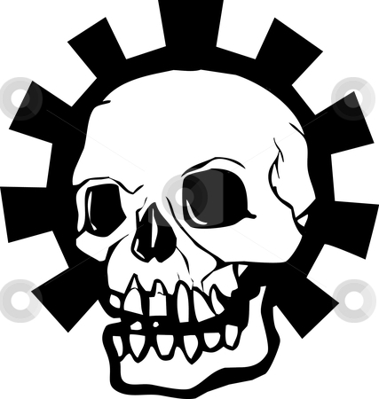 To use this stock image in your creative project, please select the size you need over to the right and click the "Add to Cart" button.
Your downloaded image will come with the Cutcaster watermark removed so don’t worry about the watermark you see on this page. Gear Skull stock vector clipart, Human Skull with a halo of a mechanical gear. by Jeffrey Thompson