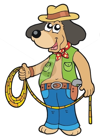 To use this stock image in your creative project, please select the size you need over to the right and click the "Add to Cart" button.
Your downloaded image will come with the Cutcaster watermark removed so don’t worry about the watermark you see on this page. Cowboy dog with lasso stock vector clipart, Cowboy dog with lasso - vector illustration. by Klara Viskova