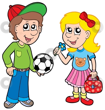 To use this stock image in your creative project, please select the size you need over to the right and click the "Add to Cart" button.
Your downloaded image will come with the Cutcaster watermark removed so don’t worry about the watermark you see on this page. Cartoon boy and girl stock vector clipart, Cartoon boy and girl - vector illustration. by Klara Viskova