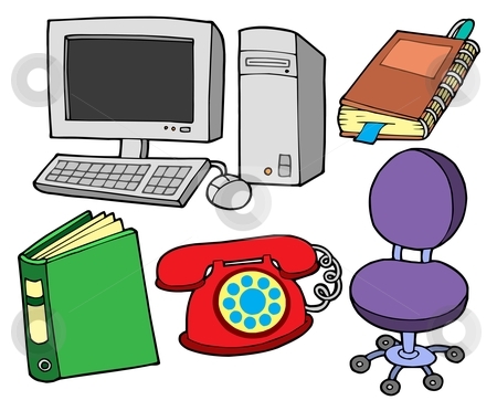 To use this stock image in your creative project, please select the size you need over to the right and click the "Add to Cart" button.
Your downloaded image will come with the Cutcaster watermark removed so don’t worry about the watermark you see on this page. Office collection stock vector clipart, Office collection on white backgound - vector illustration. by Klara Viskova