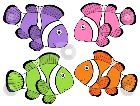 To use this stock image in your creative project, please select the size you need over to the right and click the "Add to Cart" button.
Your downloaded image will come with the Cutcaster watermark removed so don’t worry about the watermark you see on this page. Various color clownfishes 2 stock vector clipart, Various color clownfishes 2 - vector illustration. by Klara Viskova