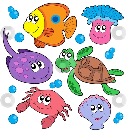 To use this stock image in your creative project, please select the size you need over to the right and click the "Add to Cart" button.
Your downloaded image will come with the Cutcaster watermark removed so don’t worry about the watermark you see on this page. Cute marine animals collection stock vector clipart, Cute marine animals collection - vector illustration. by Klara Viskova