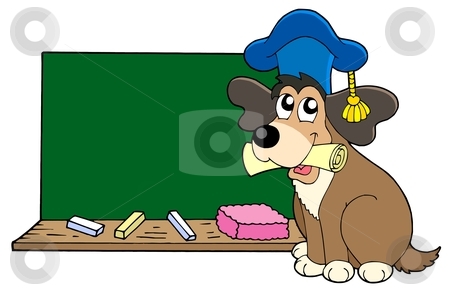 To use this stock image in your creative project, please select the size you need over to the right and click the "Add to Cart" button.
Your downloaded image will come with the Cutcaster watermark removed so don’t worry about the watermark you see on this page. Dog teacher with blackboard stock vector clipart, Dog teacher with blackboard - vector illustration. by Klara Viskova