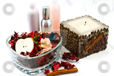 To use this stock image in your creative project, please select the size you need over to the right and click the "Add to Cart" button.
Your downloaded image will come with the Cutcaster watermark removed so don’t worry about the watermark you see on this page. Spa detente stock photo, Close up on a candle, lotions and potpourri - Spa Scene by Mehmet Dilsiz