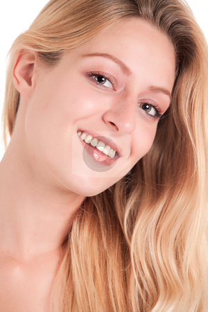 To use this stock image in your creative project, please select the size you need over to the right and click the "Add to Cart" button.
Your downloaded image will come with the Cutcaster watermark removed so don’t worry about the watermark you see on this page. Beautiful blond girl looking at you temptive stock photo, Temptive portrait of a beautiful blond young woman by Frenk and Danielle Kaufmann