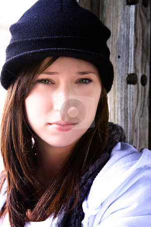 To use this stock image in your creative project, please select the size you need over to the right and click the "Add to Cart" button.
Your downloaded image will come with the Cutcaster watermark removed so don’t worry about the watermark you see on this page. Beautiful Teenager with a Hat stock photo, Close up on a Beautiful Teenager Sitting on an Old Abandoned Train by Mehmet Dilsiz