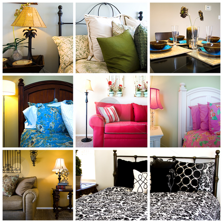 To use this stock image in your creative project, please select the size you need over to the right and click the "Add to Cart" button.
Your downloaded image will come with the Cutcaster watermark removed so don’t worry about the watermark you see on this page. Collage - Home Interior stock photo, Collage of Home Interior - Bedrooms, Living and Dining Rooms by Mehmet Dilsiz