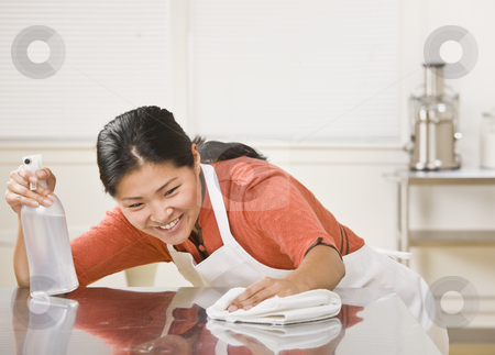 To use this stock image in your creative project, please select the size you need over to the right and click the "Add to Cart" button.
Your downloaded image will come with the Cutcaster watermark removed so don’t worry about the watermark you see on this page. Woman Cleaning Counter stock photo, A woman is cleaning the kitchen counter. She is looking away from the camera. Horizontally framed shot. by Jonathan Ross