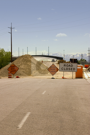 To use this stock image in your creative project, please select the size you need over to the right and click the "Add to Cart" button.
Your downloaded image will come with the Cutcaster watermark removed so don’t worry about the watermark you see on this page. Construction Site and Road Closed SIgn stock photo, Bridge Construction Site and Road Closed SIgn by Mehmet Dilsiz