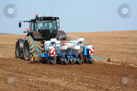 To use this stock image in your creative project, please select the size you need over to the right and click the "Add to Cart" button.
Your downloaded image will come with the Cutcaster watermark removed so don’t worry about the watermark you see on this page. Planting the Spring Crop stock photo, An agricultural fine tilling and planting unit in use behind a tractor to plant the spring crop. by Gozzoli