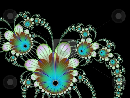 To use this stock image in your creative project, please select the size you need over to the right and click the "Add to Cart" button.
Your downloaded image will come with the Cutcaster watermark removed so don’t worry about the watermark you see on this page. Blue And Green Flowers On Black stock photo, Computer generated fractal image with a design of climbing flowers in green and blue on a black background. by Colin Forrest