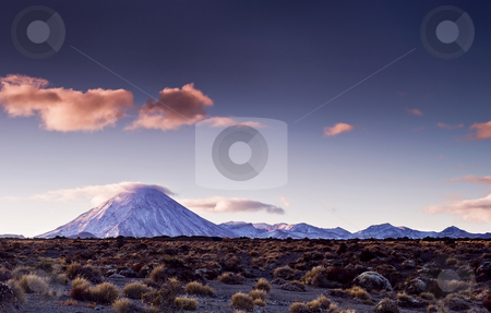 To use this stock image in your creative project, please select the size you need over to the right and click the "Add to Cart" button.
Your downloaded image will come with the Cutcaster watermark removed so don’t worry about the watermark you see on this page. Desert Road stock photo, Rangipo Desert is a barren desert-like environment in New Zealand, located in the Ruapehu District on the North Island Volcanic Plateau; to the east of the three active peaks of Mount Tongariro, Mount Ngauruhoe (in this shot) , and Mount Ruapehu, and to the west of the Kaimanawa Range.
The Desert receives 1500 - 2500 mm of rainfall per year, but resembles a desert because of a poor soil quality and drying winds. The vegetation is minimal and scrubby, and the headwaters of many small streams, later to turn into large rivers, gouge deep serrated valleys through the earth. The climate here is harsh and alpine, with close to 270 ground frosts per year in comparison with less than 30 in the coastal regions of Hawke's Bay, 80 kilometres to the east. Heavy snowfalls - rarely seen in the rest of the island - are also a common occurrence in winter.
Much of the desert lies at an altitude of over 600 metres, and a considerable proportion of it is over 1000 metres above sea level. by Robin Ducker