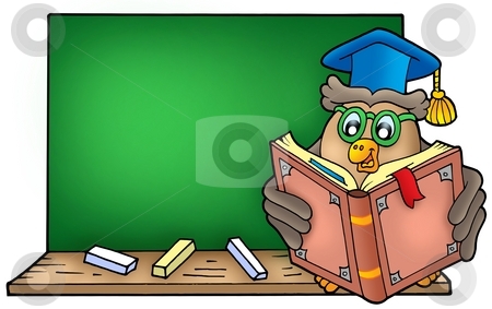 To use this stock image in your creative project, please select the size you need over to the right and click the "Add to Cart" button.
Your downloaded image will come with the Cutcaster watermark removed so don’t worry about the watermark you see on this page. Owl teacher reading book on blackboard stock photo, Owl teacher reading book on blackboard - color illustration. by Klara Viskova