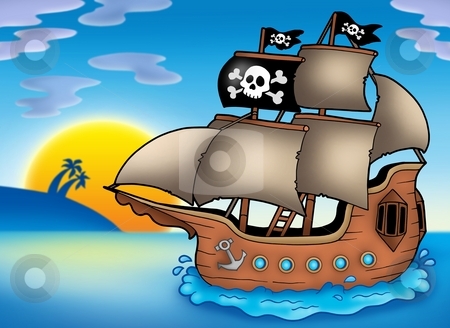 To use this stock image in your creative project, please select the size you need over to the right and click the "Add to Cart" button.
Your downloaded image will come with the Cutcaster watermark removed so don’t worry about the watermark you see on this page. Pirate ship on sea stock photo, Pirate ship on sea - color illustration. by Klara Viskova