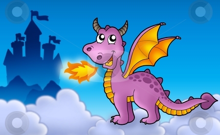 To use this stock image in your creative project, please select the size you need over to the right and click the "Add to Cart" button.
Your downloaded image will come with the Cutcaster watermark removed so don’t worry about the watermark you see on this page. Purple dragon with castle stock photo, Purple dragon with castle - color illustration. by Klara Viskova