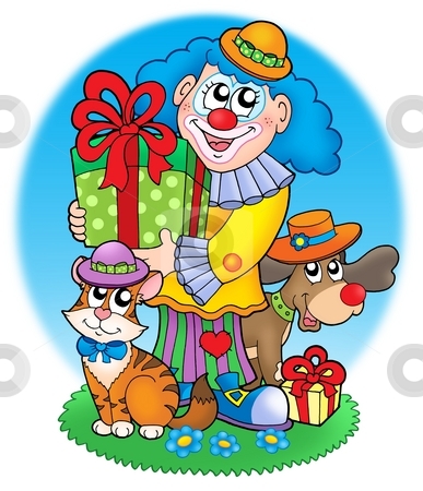To use this stock image in your creative project, please select the size you need over to the right and click the "Add to Cart" button.
Your downloaded image will come with the Cutcaster watermark removed so don’t worry about the watermark you see on this page. Circus clown with pets stock photo, Circus clown with pets - color illustration. by Klara Viskova