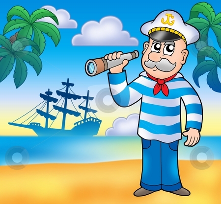 To use this stock image in your creative project, please select the size you need over to the right and click the "Add to Cart" button.
Your downloaded image will come with the Cutcaster watermark removed so don’t worry about the watermark you see on this page. Sailor with spyglass on beach stock photo, Sailor with spyglass on beach - color illustration. by Klara Viskova