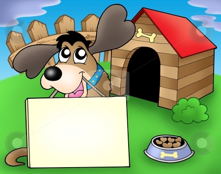 To use this stock image in your creative project, please select the size you need over to the right and click the "Add to Cart" button.
Your downloaded image will come with the Cutcaster watermark removed so don’t worry about the watermark you see on this page. Dog with sign in front of kennel stock photo, Dog with sign in front of kennel - color illustration. by Klara Viskova