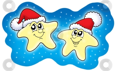 To use this stock image in your creative project, please select the size you need over to the right and click the "Add to Cart" button.
Your downloaded image will come with the Cutcaster watermark removed so don’t worry about the watermark you see on this page. Stars in Christmas caps on blue sky stock photo, Stars in Christmas caps on blue sky - color illustration. by Klara Viskova