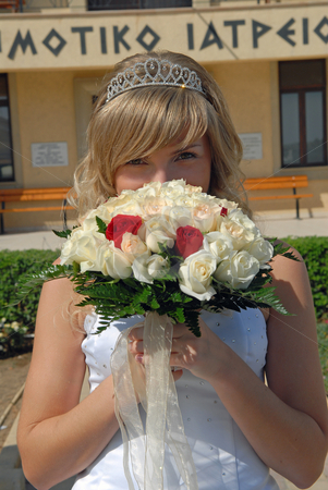 To use this stock image in your creative project, please select the size you need over to the right and click the "Add to Cart" button.
Your downloaded image will come with the Cutcaster watermark removed so don’t worry about the watermark you see on this page. Happy Bride stock photo, Beautiful blond Bride with the wedding flowers.
Was shot 24.10.2007 at Cyprus. by Sergey Kuznetsov