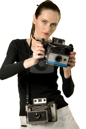 To use this stock image in your creative project, please select the size you need over to the right and click the "Add to Cart" button.
Your downloaded image will come with the Cutcaster watermark removed so don’t worry about the watermark you see on this page. Vintage Cameras stock photo, Beautiful girl whit vintage cameras, retro photo, isolation on white by Desislava Draganova