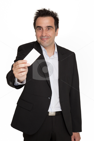 To use this stock image in your creative project, please select the size you need over to the right and click the "Add to Cart" button.
Your downloaded image will come with the Cutcaster watermark removed so don’t worry about the watermark you see on this page. Businessman hold his personal card stock photo, Businessman offers his personal card with grin by Marios Karampalis