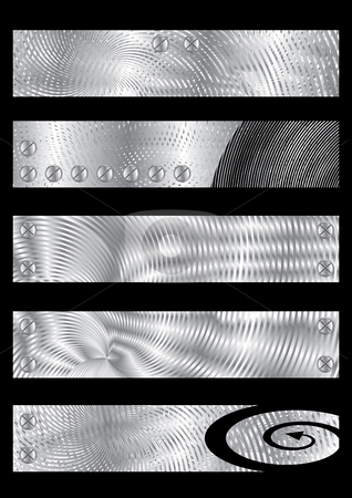 To use this stock image in your creative project, please select the size you need over to the right and click the "Add to Cart" button.
Your downloaded image will come with the Cutcaster watermark removed so don’t worry about the watermark you see on this page. Metal textured banners stock vector clipart, Five Metal textured banners, vector illustration by Milsi Art