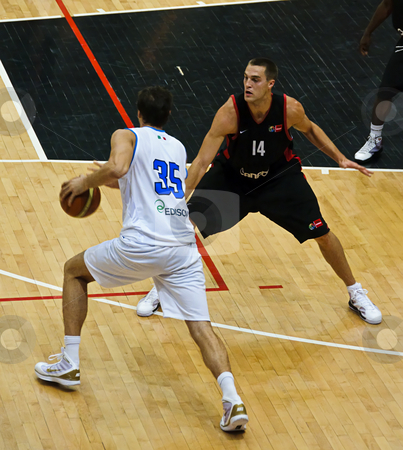 To use this stock image in your creative project, please select the size you need over to the right and click the "Add to Cart" button.
Your downloaded image will come with the Cutcaster watermark removed so don’t worry about the watermark you see on this page. FIBA Trentino Cup: Italy vs Canada stock photo, Game 2 of FIBA Trentino Cup: Italy vs Canada. The tournament was played in Trento (Italy) between the 25th and the 27th of July 2009. Andrea Bargnani against the Canadian defense. Photo taken on the 25th of July, 2009. by Alessandro Rizzolli
