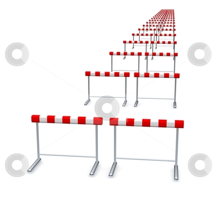 To use this stock image in your creative project, please select the size you need over to the right and click the "Add to Cart" button.
Your downloaded image will come with the Cutcaster watermark removed so don’t worry about the watermark you see on this page. Hurdles in row. 3d rendered illustration isolated on white. stock photo, Hurdles in row. 3d rendered illustration isolated on white. by Jiri Moucka