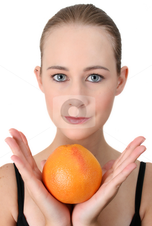 To use this stock image in your creative project, please select the size you need over to the right and click the "Add to Cart" button.
Your downloaded image will come with the Cutcaster watermark removed so don’t worry about the watermark you see on this page. Healthy Lifestyle stock photo, Beautiful young model holding an orange in her hands by Vanessa Van Rensburg