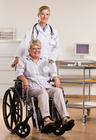 To use this stock image in your creative project, please select the size you need over to the right and click the "Add to Cart" button.
Your downloaded image will come with the Cutcaster watermark removed so don’t worry about the watermark you see on this page. Senior woman sitting in wheelchair with doctor stock photo, Senior woman sitting in wheelchair with doctor by Jonathan Ross