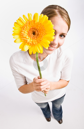 To use this stock image in your creative project, please select the size you need over to the right and click the "Add to Cart" button.
Your downloaded image will come with the Cutcaster watermark removed so don’t worry about the watermark you see on this page. Woman holding flower stock photo, Woman holding flower by Jonathan Ross