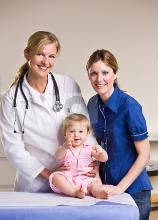 To use this stock image in your creative project, please select the size you need over to the right and click the "Add to Cart" button.
Your downloaded image will come with the Cutcaster watermark removed so don’t worry about the watermark you see on this page. Doctor, mother and baby girl in doctor?s office stock photo, Doctor, mother and baby girl in doctor?s office by Jonathan Ross