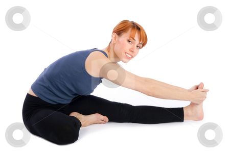 To use this stock image in your creative project, please select the size you need over to the right and click the "Add to Cart" button.
Your downloaded image will come with the Cutcaster watermark removed so don’t worry about the watermark you see on this page. Woman doing Yoga Exercise stock photo, Woman doing yoga exercise called Janu Sirsasana, isolated on white background. by Rognar
