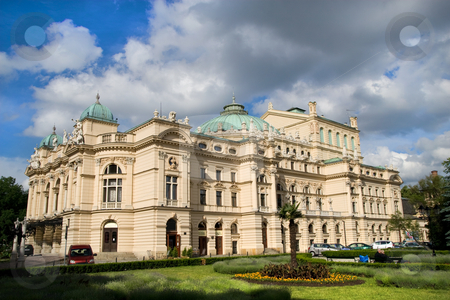 To use this stock image in your creative project, please select the size you need over to the right and click the "Add to Cart" button.
Your downloaded image will come with the Cutcaster watermark removed so don’t worry about the watermark you see on this page. Slowacki The Baroque Style Theater stock photo, The baroque style theater built in 1892 in Cracow, Poland and continues to feature regular performances of plays and operas, named after the great Romantic playwright Juliusz Slowacki. by Rognar