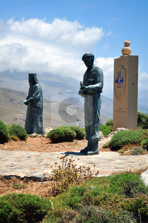 To use this stock image in your creative project, please select the size you need over to the right and click the "Add to Cart" button.
Your downloaded image will come with the Cutcaster watermark removed so don’t worry about the watermark you see on this page. War memorial in Southern Crete, Greece. stock photo, Travel photography: Monument to the Battle of Crete. Monks and allies soldiers. by Fernando Barozza