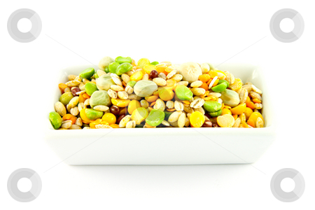To use this stock image in your creative project, please select the size you need over to the right and click the "Add to Cart" button.
Your downloaded image will come with the Cutcaster watermark removed so don’t worry about the watermark you see on this page. Soup Pulses in a Dish stock photo, Assorted soup pulses in a dish with a white background by Keith Wilson