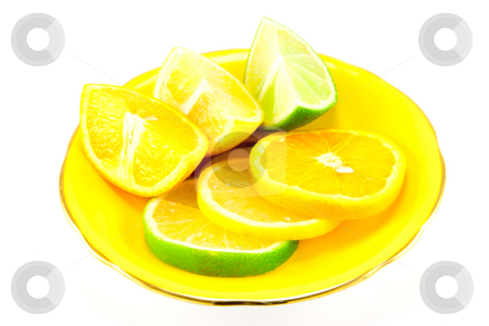 To use this stock image in your creative project, please select the size you need over to the right and click the "Add to Cart" button.
Your downloaded image will come with the Cutcaster watermark removed so don’t worry about the watermark you see on this page. Citrus Fruit on a Yellow Plate stock photo, Assortment of lemon, lime and orange segments on a fancy yellow plate with a white background by Keith Wilson