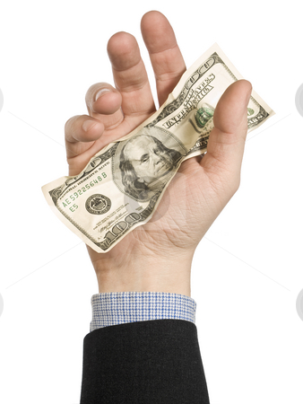 To use this stock image in your creative project, please select the size you need over to the right and click the "Add to Cart" button.
Your downloaded image will come with the Cutcaster watermark removed so don’t worry about the watermark you see on this page. One wrinkled bill stock photo, One hundred dollar bill on a man's hand. Isolated on white. by Ignacio Gonzalez Prado