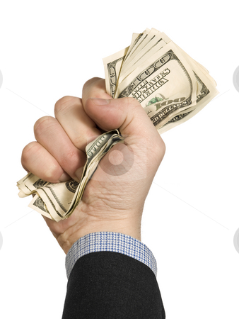 To use this stock image in your creative project, please select the size you need over to the right and click the "Add to Cart" button.
Your downloaded image will come with the Cutcaster watermark removed so don’t worry about the watermark you see on this page. A few hundred stock photo, A few one hundred dollar bills on a man's fist. Isolated on white. by Ignacio Gonzalez Prado