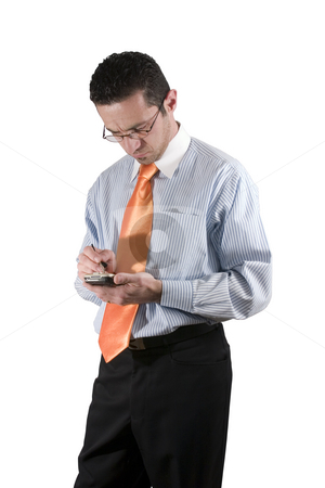 To use this stock image in your creative project, please select the size you need over to the right and click the "Add to Cart" button.
Your downloaded image will come with the Cutcaster watermark removed so don’t worry about the watermark you see on this page. Businessman with PDA stock photo, Concerned businessman on PDA by Mehmet Dilsiz