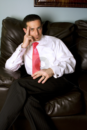 To use this stock image in your creative project, please select the size you need over to the right and click the "Add to Cart" button.
Your downloaded image will come with the Cutcaster watermark removed so don’t worry about the watermark you see on this page. Businessman on the Couch stock photo, Close up on a Businessman Looking at the Camera by Mehmet Dilsiz