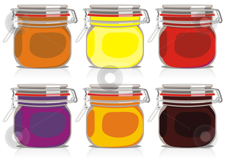 To use this stock image in your creative project, please select the size you need over to the right and click the "Add to Cart" button.
Your downloaded image will come with the Cutcaster watermark removed so don’t worry about the watermark you see on this page. Isolated jam jars set stock vector clipart, Isolated jam jars set by pilgrim.artworks